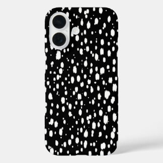Black and White Abstract Scattered Dots iPhone 16 Case