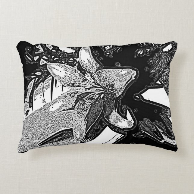 black and white abstract shapes contempory accent pillow (Front)