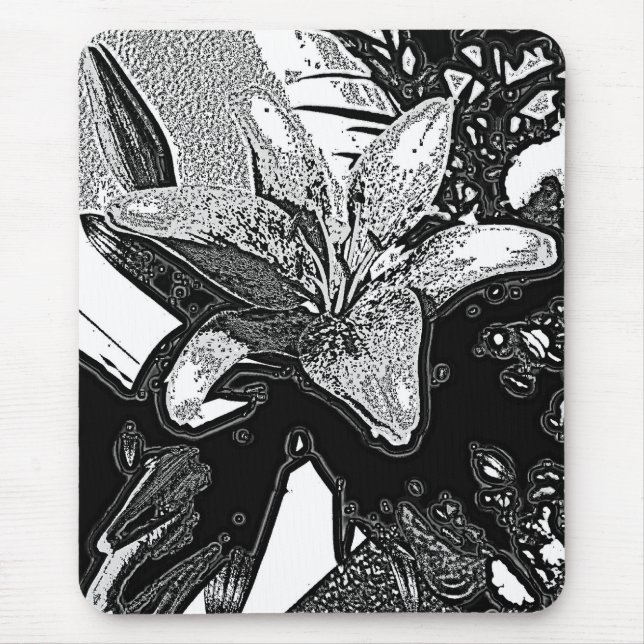 black and white abstract shapes contempory mouse pad (Front)
