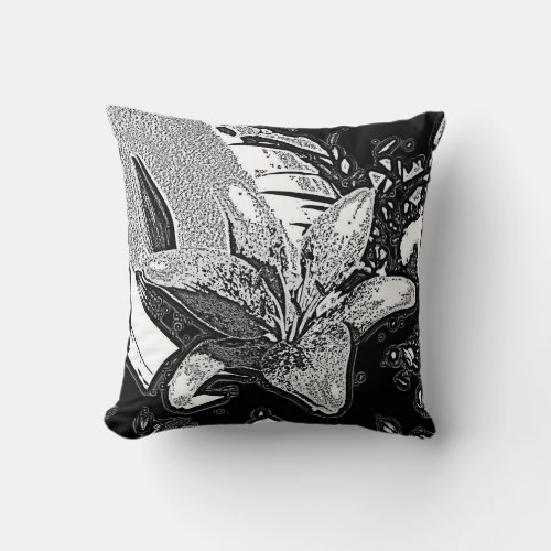 black and white abstract shapes contempory throw pillow