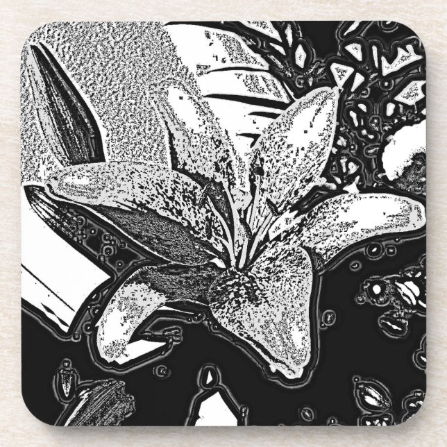 black and white abstract shapes modern beverage coaster (Front)