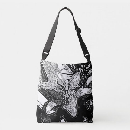 black and white abstract shapes modern crossbody bag