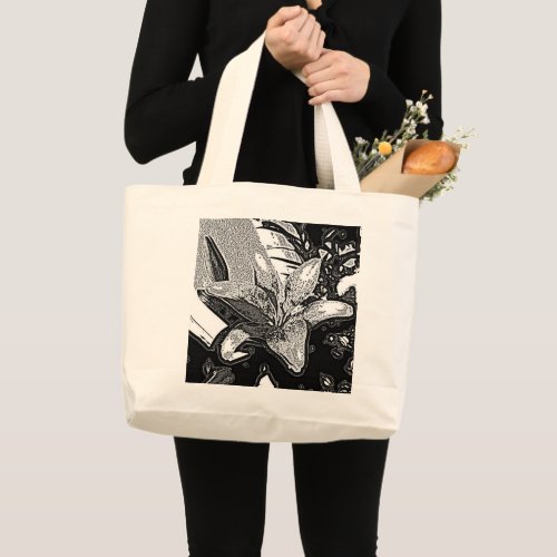 black and white abstract shapes modern large tote bag