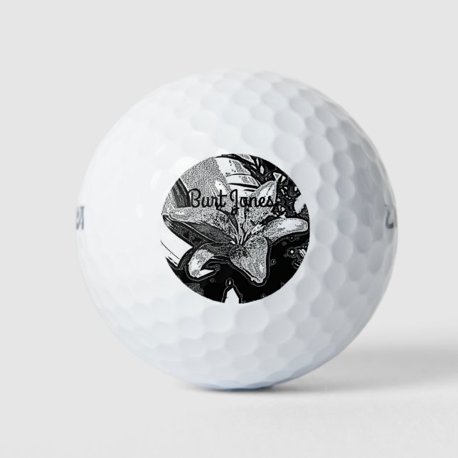 black and white abstract shapes modern silver plat golf balls (Front)
