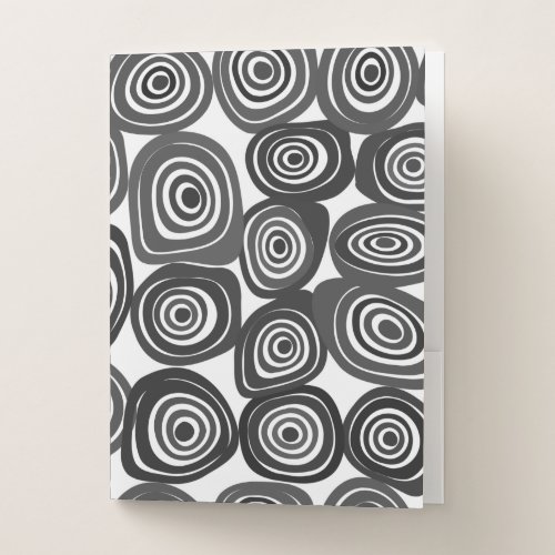 Black and white abstract shapes pattern pocket folder