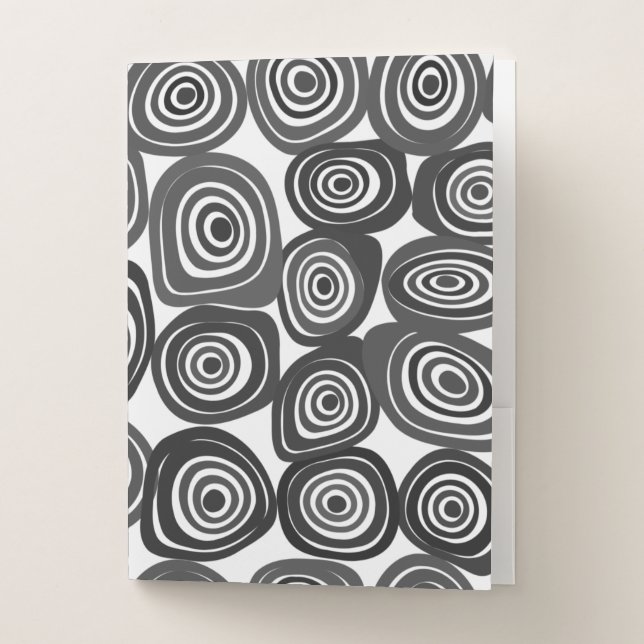 Black and white abstract shapes pattern pocket folder (Front)