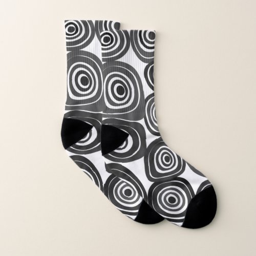 Black and white abstract shapes pattern socks