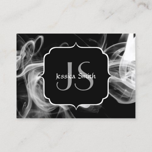 Black and White Abstract Smoke Monogram Business Card