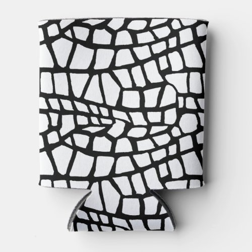 Black and White Abstract Snake Print Design Can Co Can Cooler