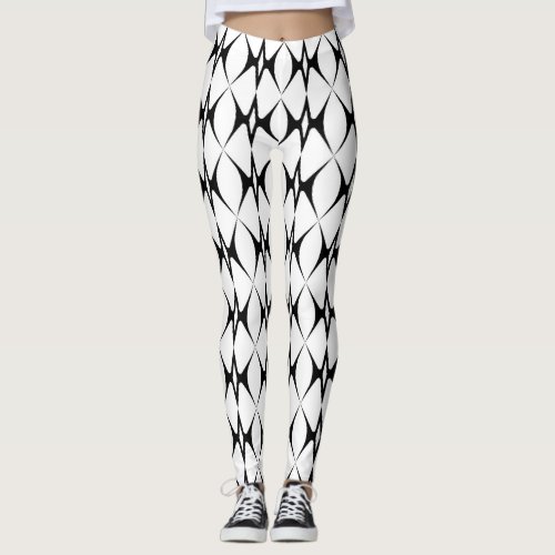 Black and white abstract snake scale pattern leggings