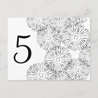 Black and white abstract spring flowers postcard