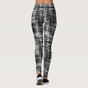 Black and White Abstract Stripe Pattern Leggings
