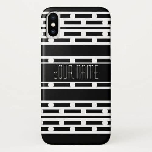 Black and White Abstract Striped Pattern iPhone XS Case