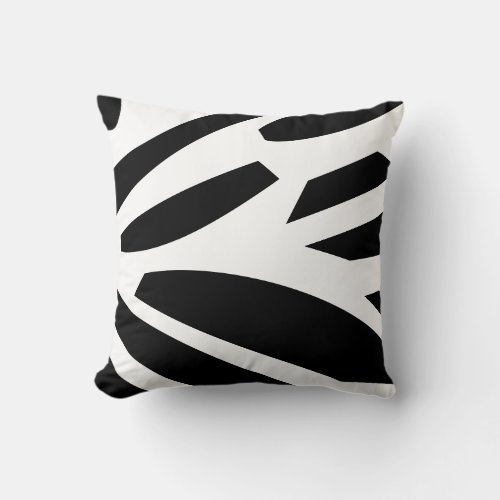 black and white abstract stripes throw pillow