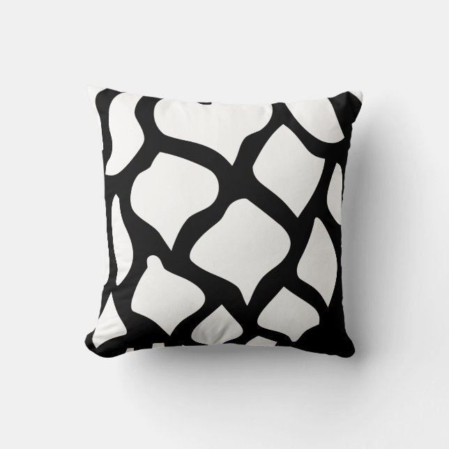 black and white abstract stripes throw pillow (Front)