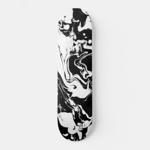 Black and white abstract swirls - skateboard