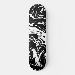 Black and white abstract swirls (updated design) skateboard