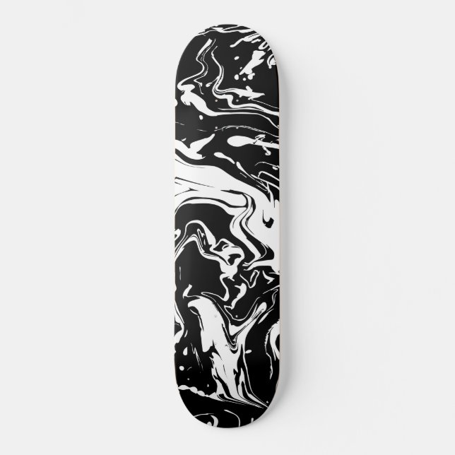 Black and white abstract swirls (updated design) skateboard (Front)