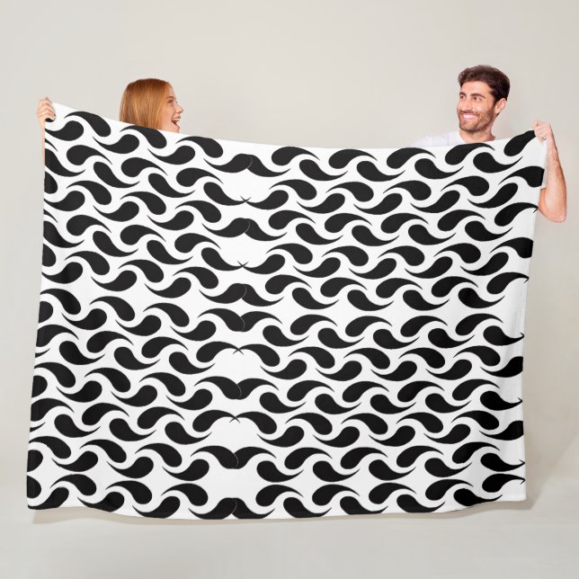Black and White Abstract Tear Drop Pattern Blanket (In Situ)