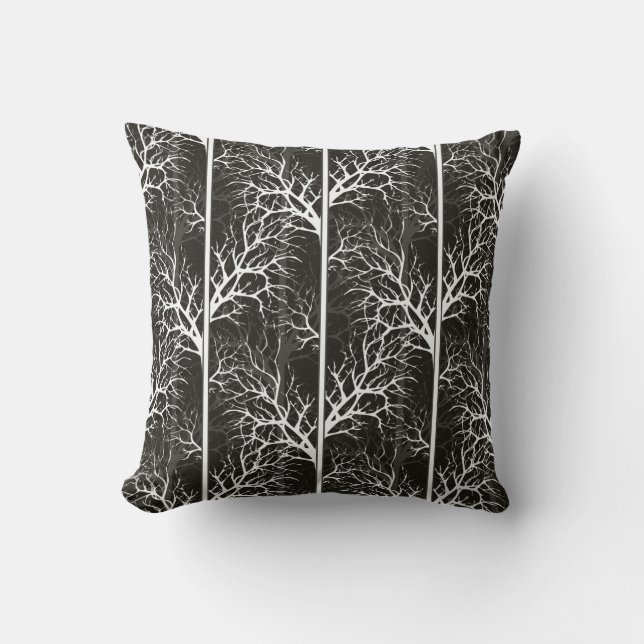 Black and white abstract throw pillow (Front)