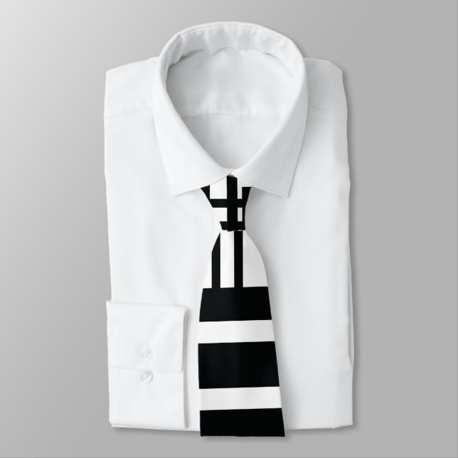Black and White Abstract Tie Modern Minimalist (Tied)