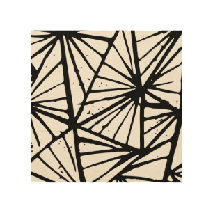 Black and White Abstract Triangles Lino Cut Wood Wall Art