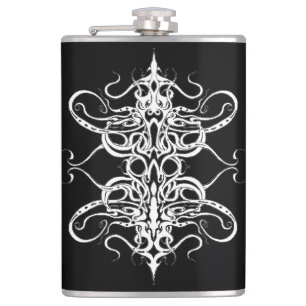 Black and White Abstract Tribal Tattoo Design Flask