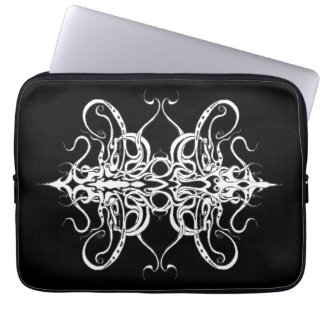 Black and White Abstract Tribal Tattoo Design Laptop Sleeve