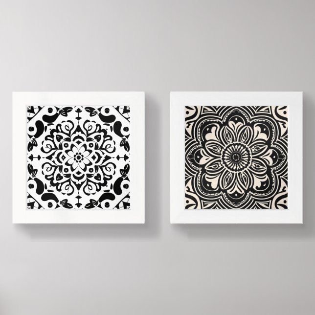 Black and White Abstract Wall Art Sets (Front)