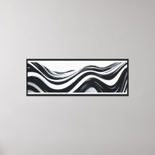 Black and White Abstract Waves Canvas Print