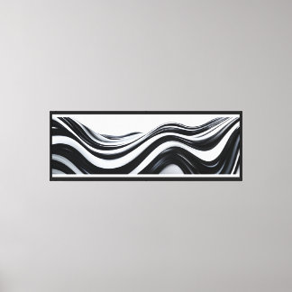 Black and White Abstract Waves Canvas Print