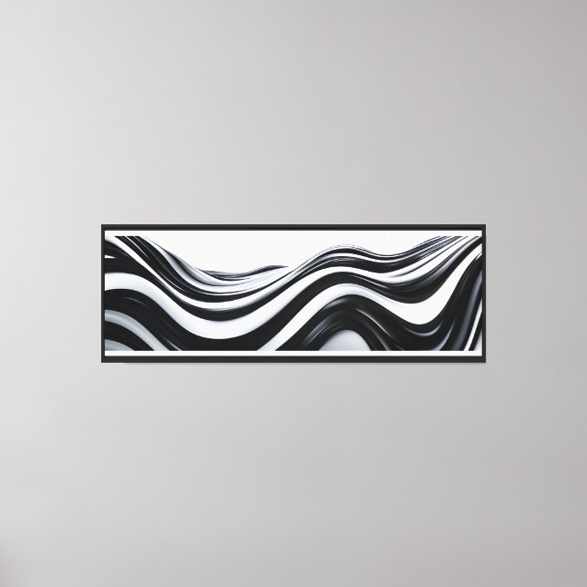 Black and White Abstract Waves Canvas Print (Front)