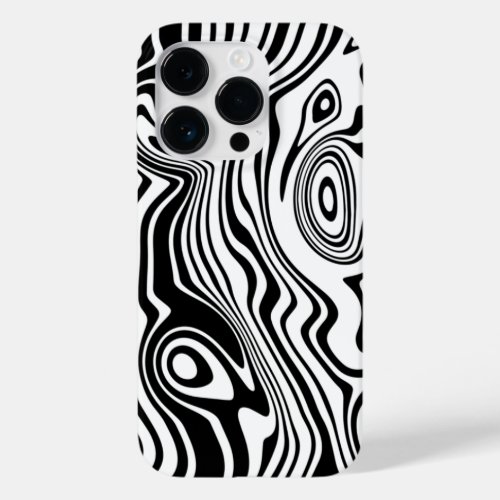 Black and White Abstract Waves Custom Colors Case_Mate iPhone 14 Pro Case