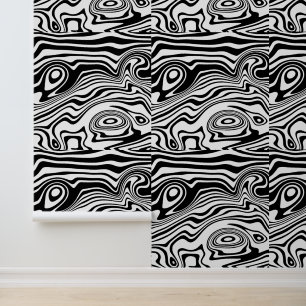 Black and White Abstract Waves Custom Colors Wallpaper