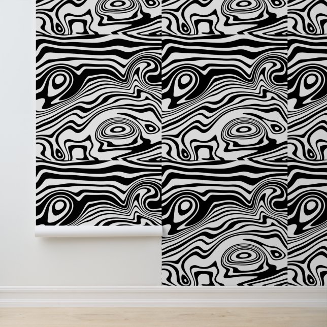 Black and White Abstract Waves Custom Colors Wallpaper (Application)