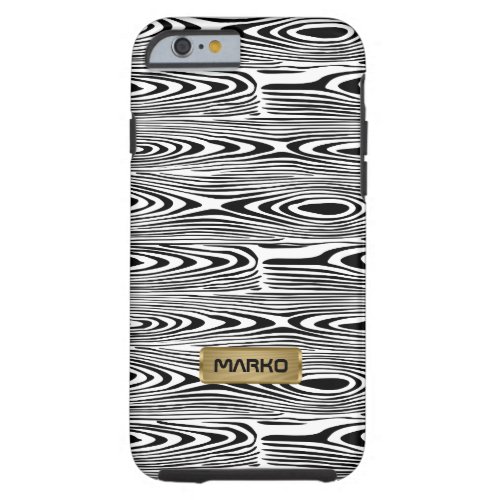 Black And White Abstract Wood Grain Pattern Tough iPhone 6 Case