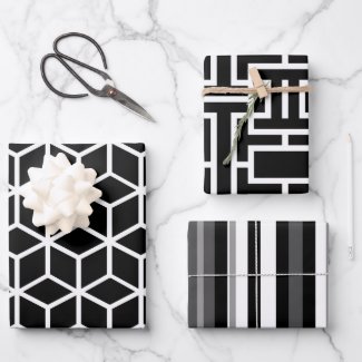 Black And White Abstract Wrapping Paper Sheets