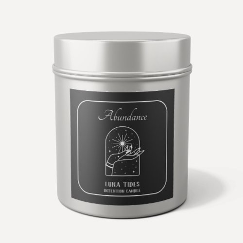 Black And White  Abundance Intention Candle Label