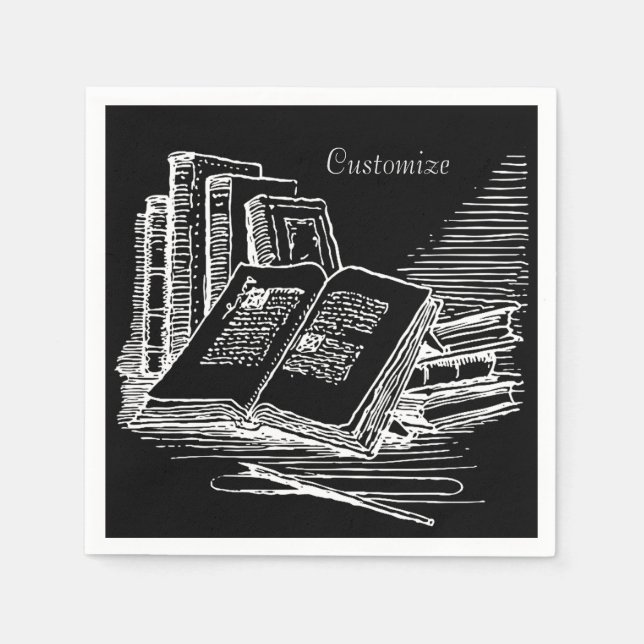 Black And White Academia Napkins (Front)