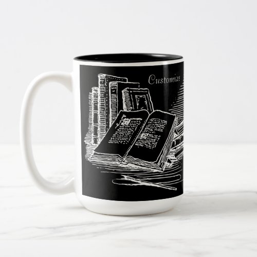 Black And White Academia Personalized  Two_Tone Coffee Mug