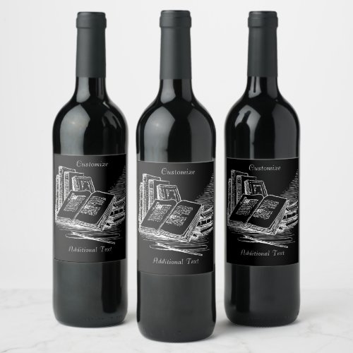 Black And White Academia Wine Label