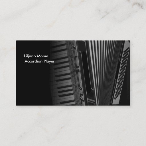 Customizable Black and White Accordion Music Business Cards