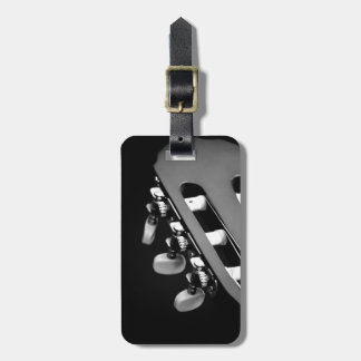 Black and White Acoustic Guitar Head Luggage Tag