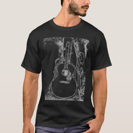 Black And White Acoustic Guitar T-shirt