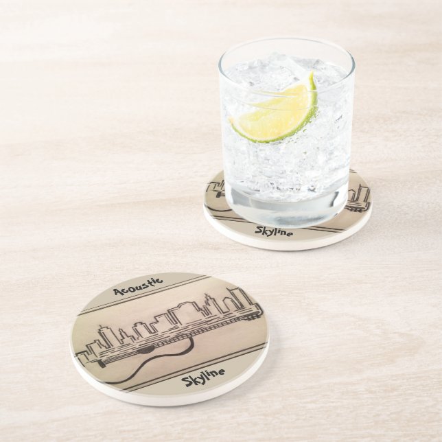 Black and White "Acoustic Skyline" Coasters (Side)