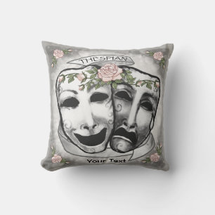 Black and White Actor Masks Throw Pillow