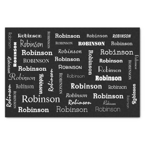 Black and White Add Name Personalized Tissue Paper