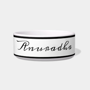 Black and white add pet  name Ceramic Pet Bowl