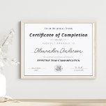 Black and White Add Your Logo Completion Award<br><div class="desc">Celebrate milestones and achievements with this elegant Certificate of Completion template. Designed for versatility and professionalism, this printable award is ideal for training programs, workshops, seminars, continuing education, or corporate development courses. The clean layout features customizable fields for your business name, recipient’s name, course title, date, and signature, making it...</div>