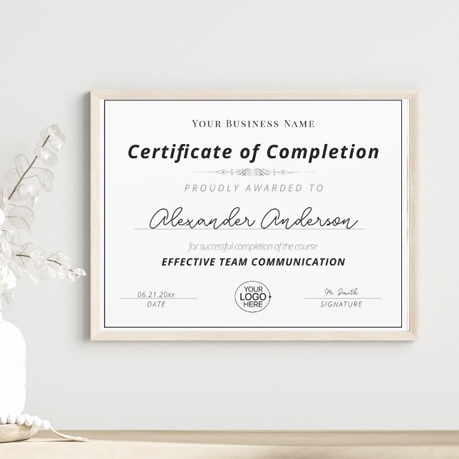 Black and White Add Your Logo Completion Award (Creator Uploaded)